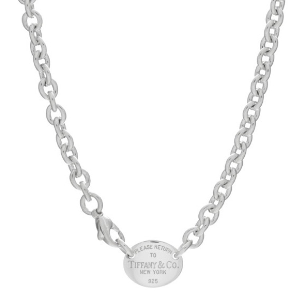 TIFFANY Sterling Silver Return to Tiffany Oval Tag Choker Necklace